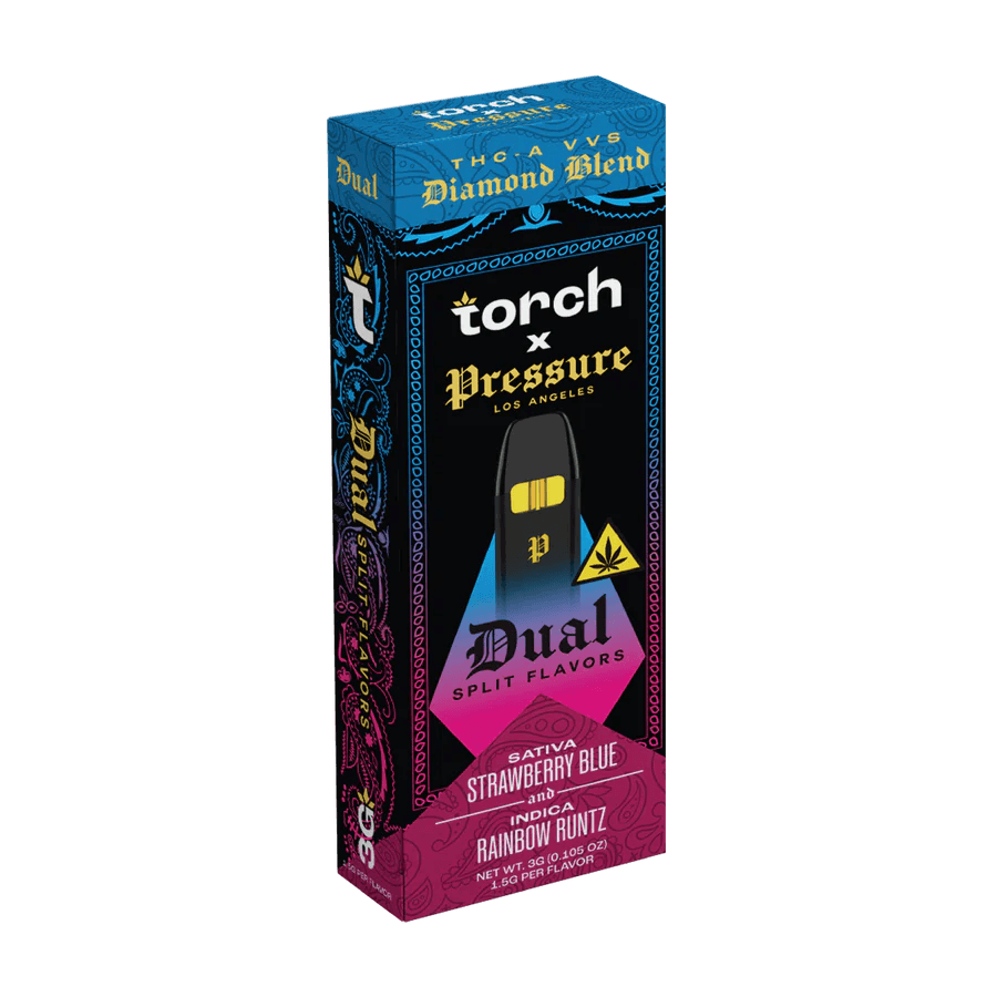 Torch x Pressure Dual Split Flavor Strawberry Blue x Rainbow Runtz 3g